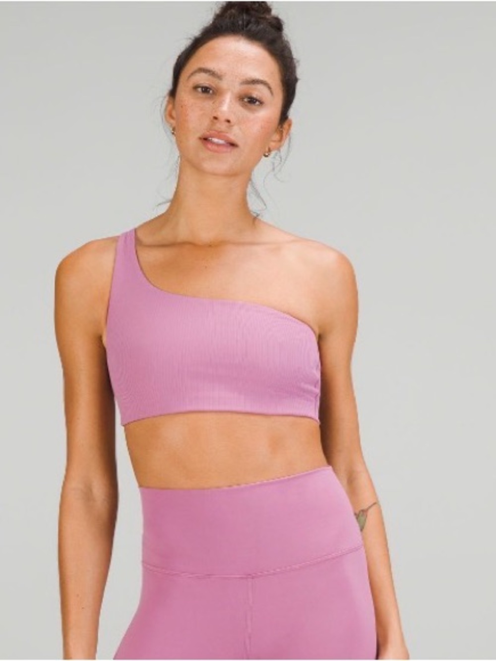 Lululemon Ribbed Nulu Asymmetrical Yoga Bra in Velvet Dust
